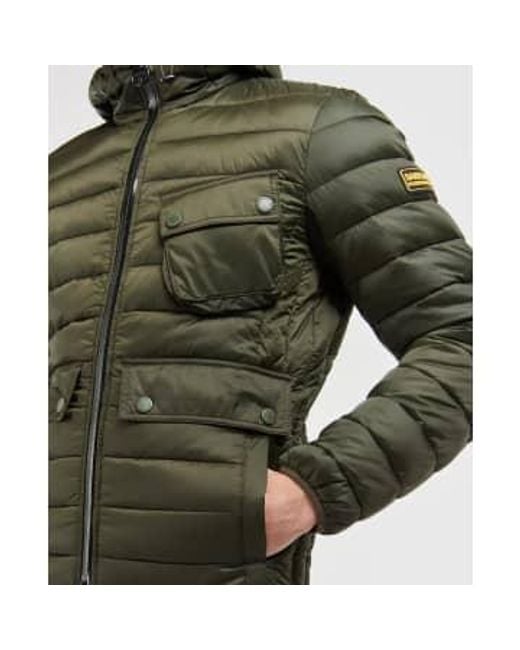 Barbour Green Sage Racer Ouston Quilted Hooded Jacket for men
