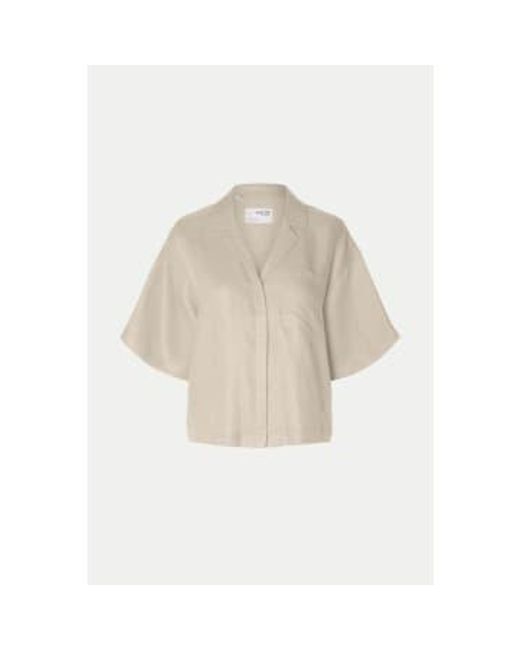 SELECTED Natural Sandshell Lyra Boxy Linen Shirt