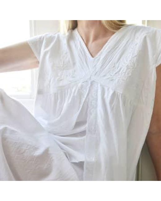Powell Craft White Damen weiße baumwollspitze panel nachthemd 'valerie'