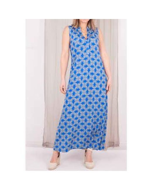 ROSSO35 Blue Printed Sleeveless Maxi Dress