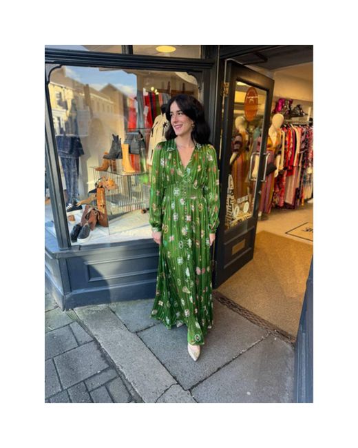 Hayley Menzies Green Esmeralda Silk Lurex Volume Gown