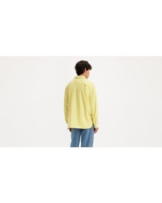 Levi's Yellow Custard Skateboarding Button Up Fleece Sweatshirt L for men