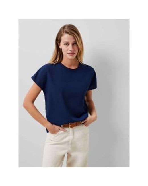 French Connection Blue Crepe Light Crew Neck Top S