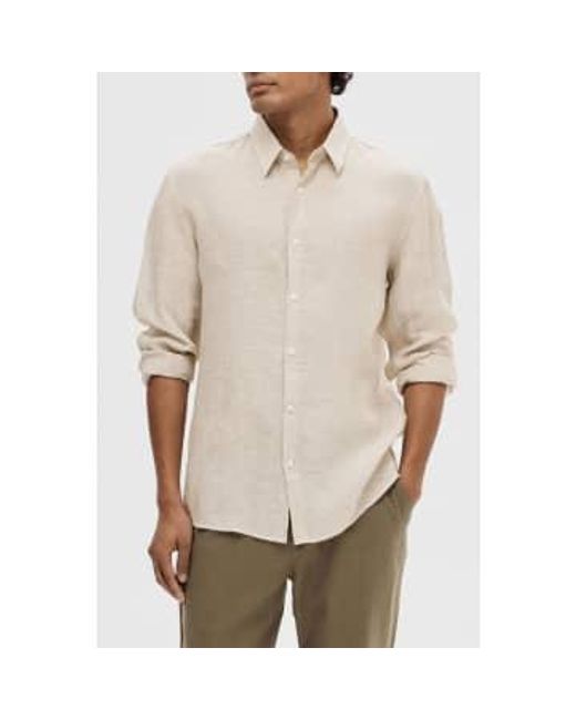 Pure Cashmere Reg Linen Shirt di SELECTED in Natural da Uomo