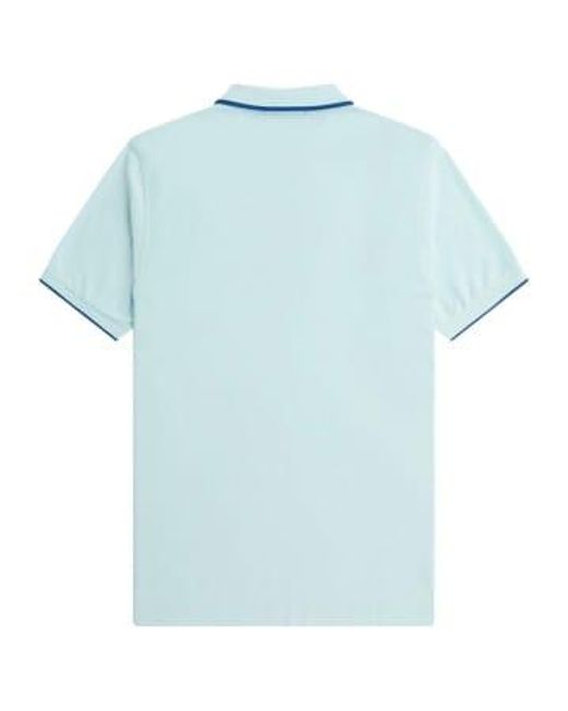 Fred Perry Blue Zip Polo Shirt L Ice for men