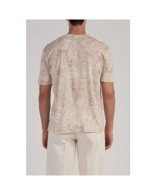Daniele Fiesoli Brown Dunes Printed Linen T Shirt for men