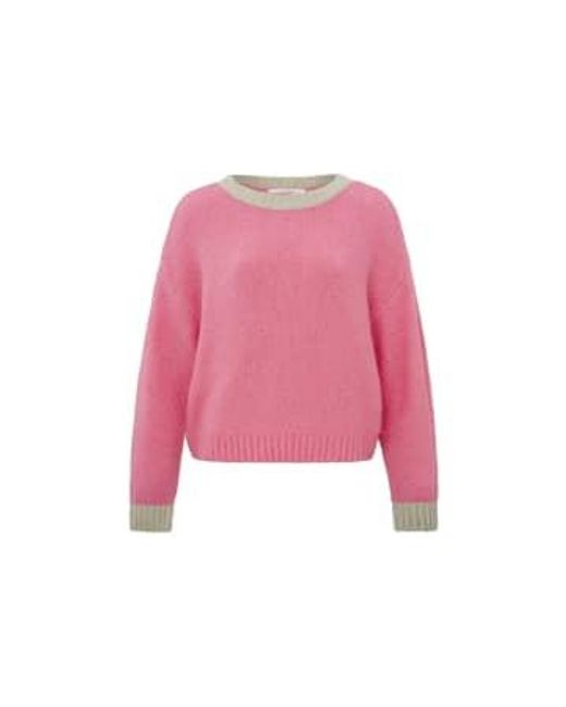 Yaya Pink Sweater With Round Neck, Long Sleeves And Dropped Shoulders Morning Glory S