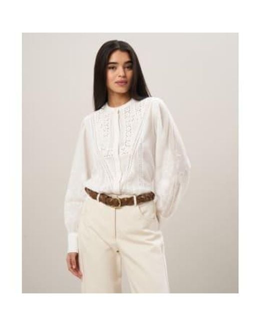 Hartford Natural Cotton Voile Lace And Embroidered Blouse Off 2