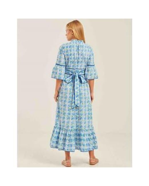 Pink City Prints Blue Savannah Dress Cotswolds Xs