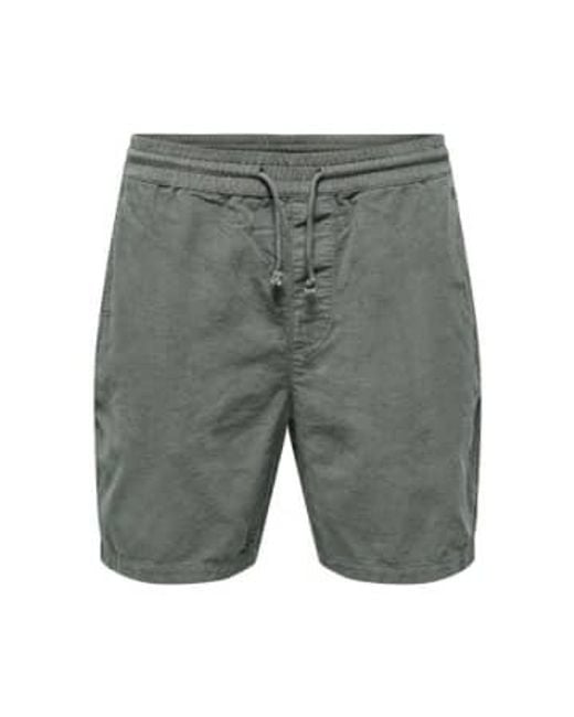 Only & Sons Gray Alfi Relax Cord Shorts for men