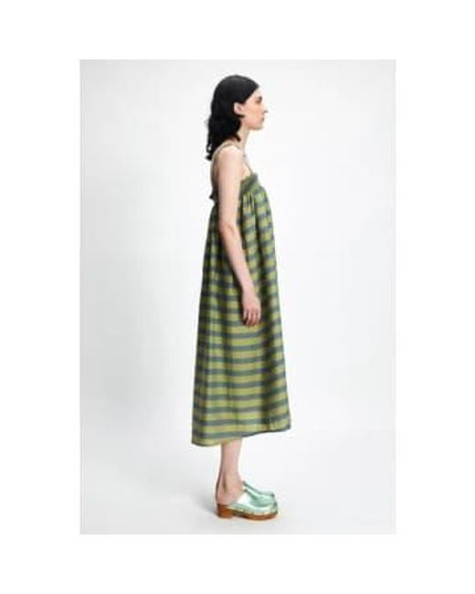 Rita Row Green Gary Stripes Midi Dress Xs/s
