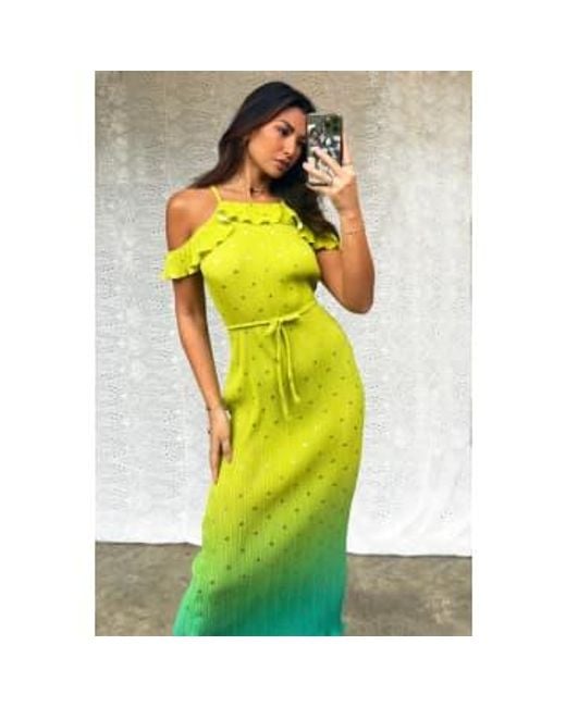 Never Fully Dressed Green Ombre Plisse Claudia Dress Lime 8