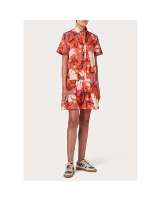 Paul Smith Red Short Coral Print Dress It 40 Uk8