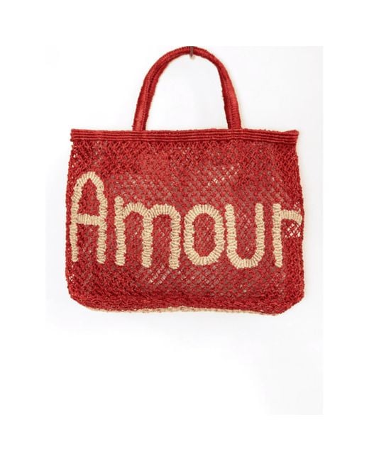 The Jacksons Red Scarlet And Natural Amour Jute Bag