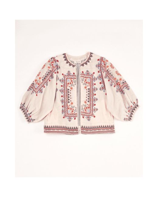 M.A.B.E Pink Eden Print Embroidered Multicolor Jacket