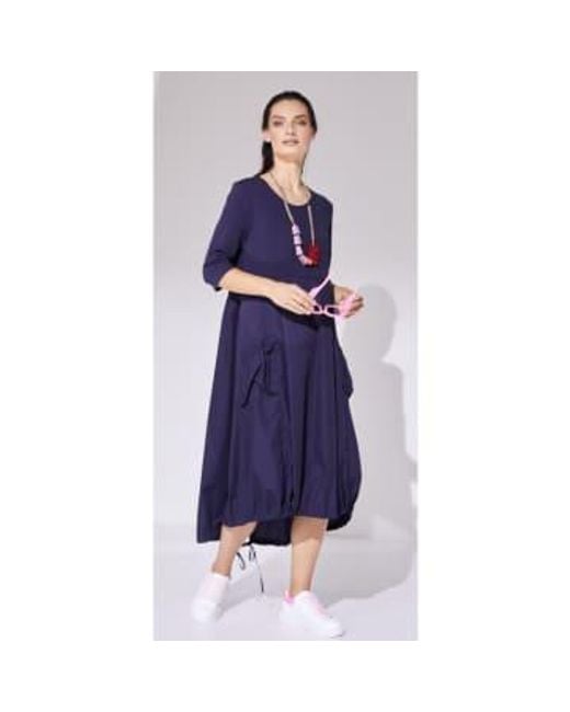 Naya Blue Cotton Dress With Contrast Top Panel/pockets
