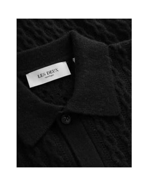 Les Deux Garret -Strick -LS -Hemd in Black für Herren