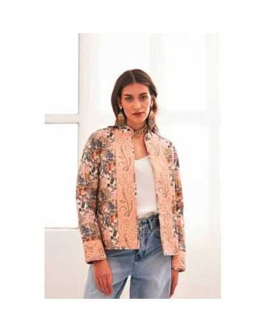 Aretha Embroidered Quilted Jacket di Nekane in Pink
