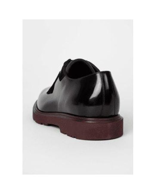 Paul Smith Black Leather 'mac' Derby Shoes With Bordeaux Soles 7 for men