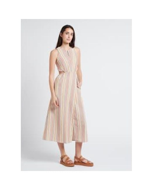 The Korner Natural Long Cross Dress With Cotton Stripes In L