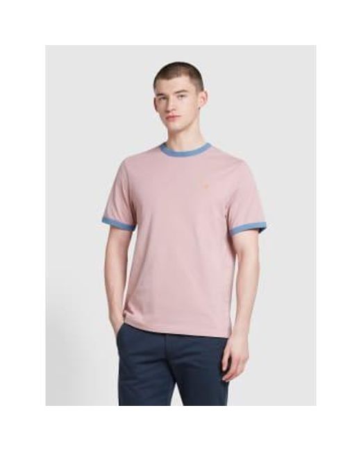 T Shirt Rose Et Bleu di Farah in Pink da Uomo