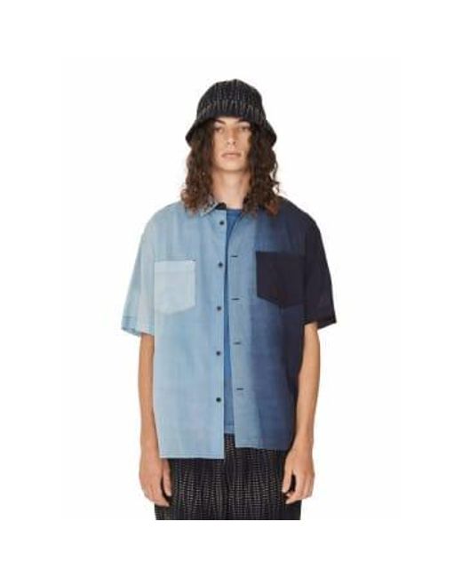 Mitchum camisa manga corta azul YMC de hombre de color Blue