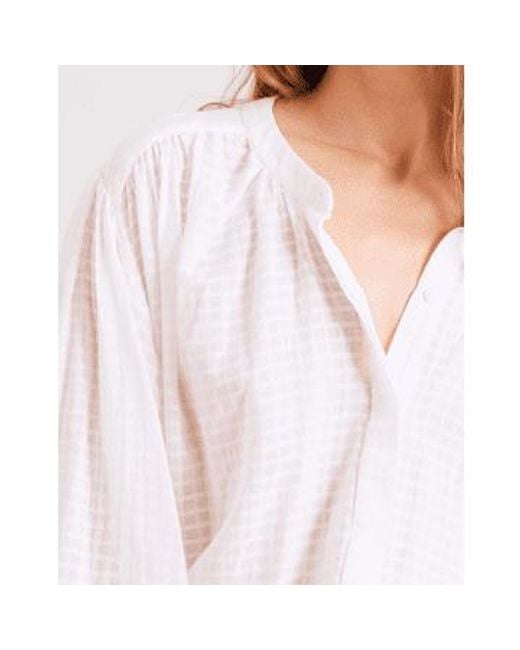 Lena Blouson Sleeve Shirt Check di Sacre Coeur in White