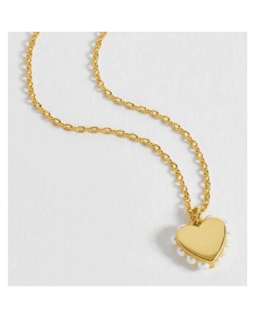Estella Bartlett Metallic Heart Side Pearl Pendant Necklace Plated