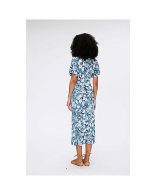 Diane von Furstenberg Blue Zetna Palm Floral Loose Sleeve Wrap Dress Size: S