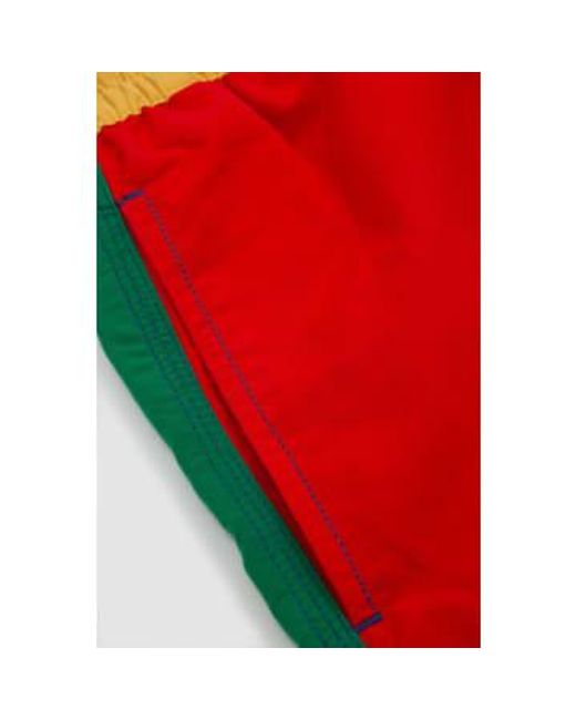 Drake's Red Colour Block Nylon Drawstring Swim Shorts Color S for men