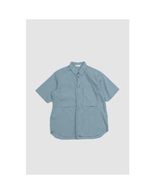 Still By Hand Blue Double Pocket Shirt Grey 3 for men