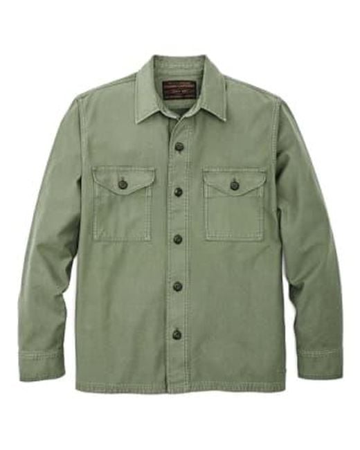 Filson Green Reverse Sateen Jac-shirt Washed Fatigue Medium for men