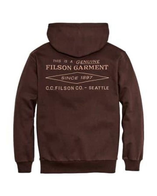 Filson Brown Prospector Embroidered Hoodie Diamond Small for men