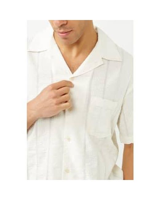 Camisa manga corta seersucker con rayas blancas Corridor NYC de hombre de color Blue