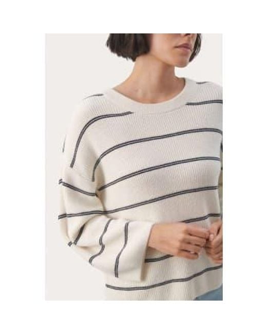 Part Two Natural Elysia Cotton/cashmere Pullover Dark Stripe