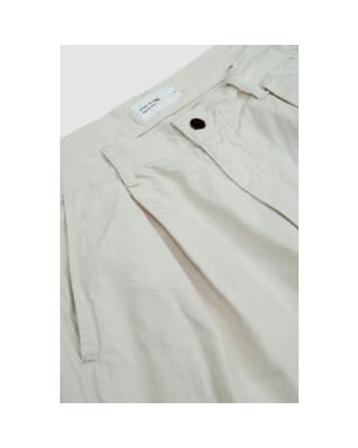 Still By Hand White 10oz Box Pleat Pants Ivory for men