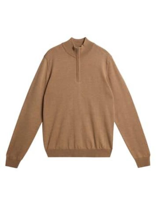 J.Lindeberg Brown Kiyan Quarter Zip Sweater M for men