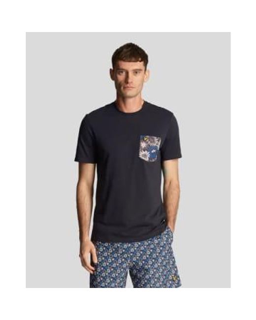 Lyle & Scott Ts2037v blumendruck taschen -t -shirt in der dunklen marine in Black für Herren