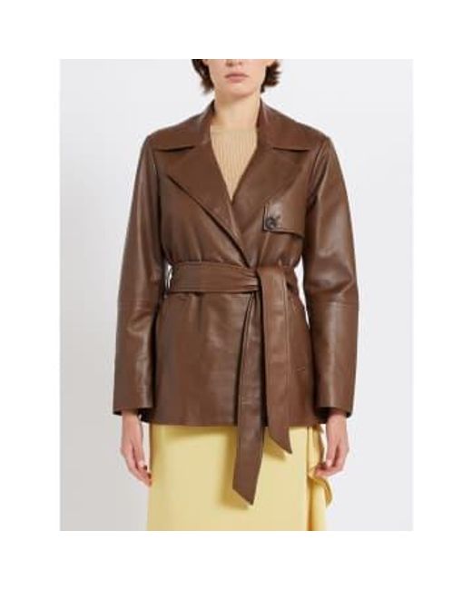 Marella Brown Garbata Leather Jacket Size: 14, Col: 12