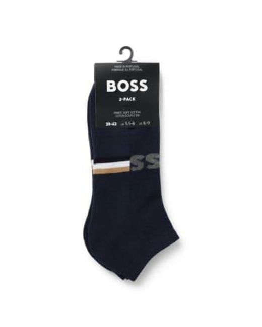 Boss Blue 2-pack Of Dark Ankle Length Socks for men
