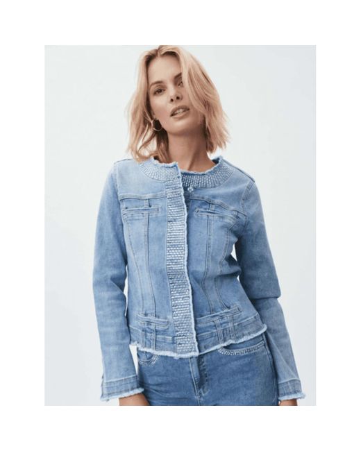 Joseph Ribkoff Blue Denim Diamante Detailed Jacket