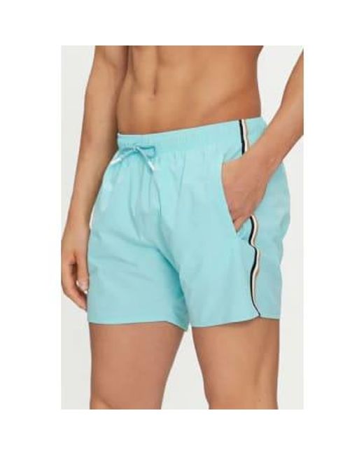Boss Blue Iconic Swim Shorts With Stripe Detail for men
