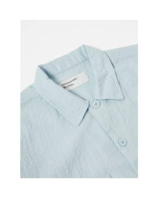 30172 shin seersucker utility shirt in sky Universal Works en coloris Blue