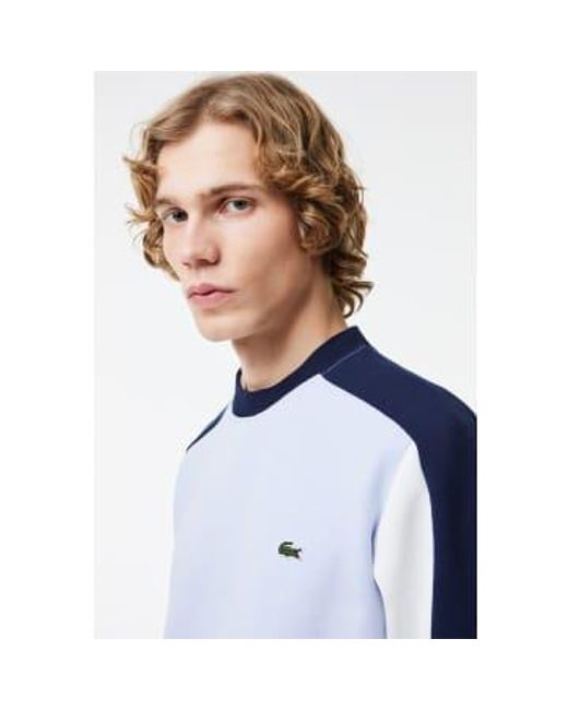 Mens Brushed Fleece Colourblock Jogger Sweatshirt 1 di Lacoste in Blue da Uomo