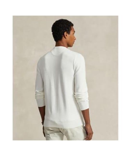 Sweater cuello redondo algodón con textura masculina Ralph Lauren de hombre de color White