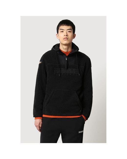 Napapijri Black Teide Fleece Hoodie for men
