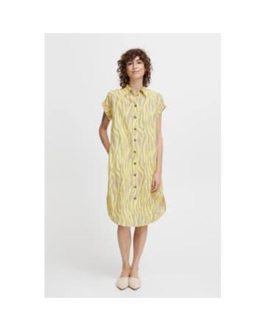 Byoung Falakka Ss Shirt Dress In Sunny Animal Mix di B.Young in Yellow