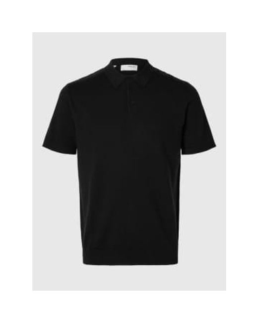 Berg ss tricot polo en noir SELECTED pour homme en coloris Black