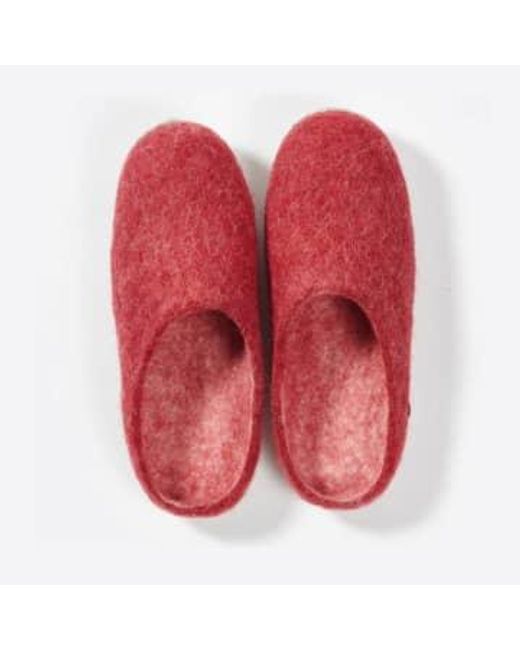 Soda Store Red Felties Hand-felted Slippers From Certified Production Wool