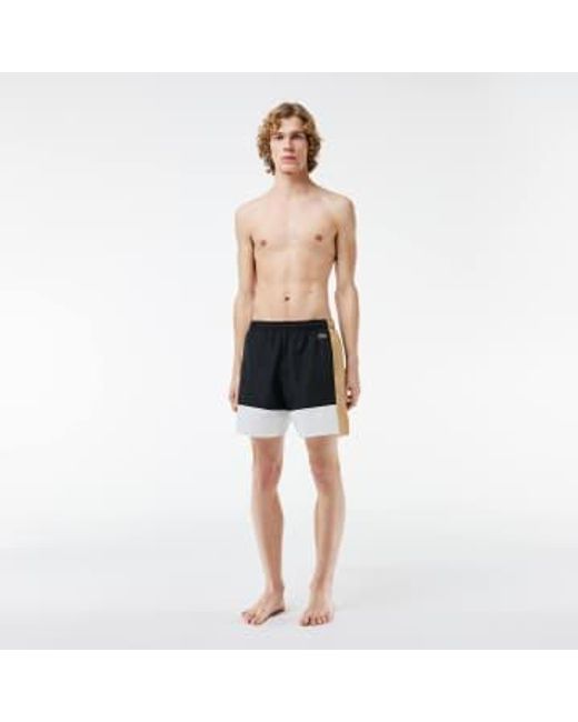 Lacoste Black Middle Length Block Color Swimsuit L for men